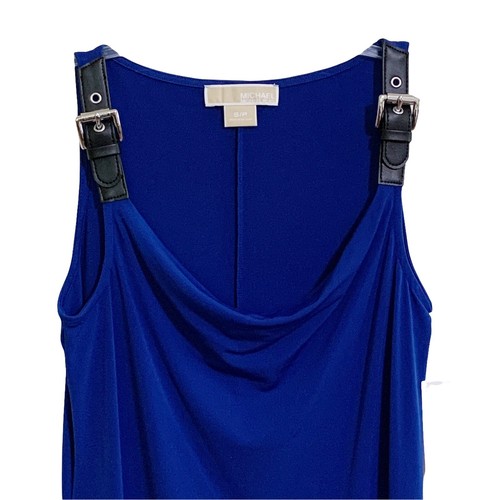 Michael Michael Kors Surf Blue Solid Mini Dress Belt Buckle Detail Size Small - Picture 2 of 4