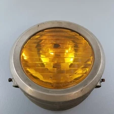 Antique Corning Conaphore 1920's Drum Headlamp Light Fog w/Amber Lens Glass Rare