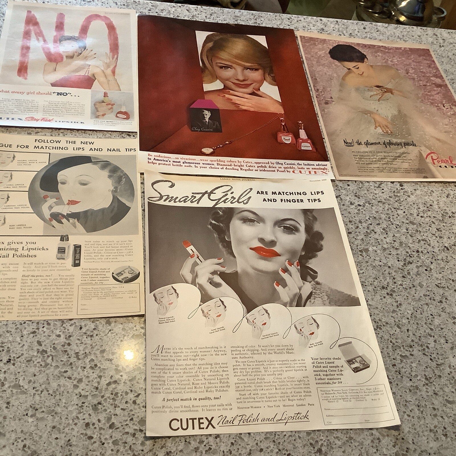 1930/50/60s Cutex Products Cosmetics Paper Print Ad Lot Of 5 Vintage Ads