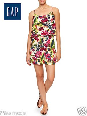 NWT $59.99 Sz. XS GAP Women's Layered Tropical Floral Romper 100 % Rayon