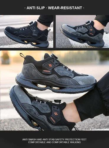 Herren Drehknöpfe Sicherheitsschuhe Stahlkappe Pannensicher Turnschuhe Schutz - Bild 12 von 23