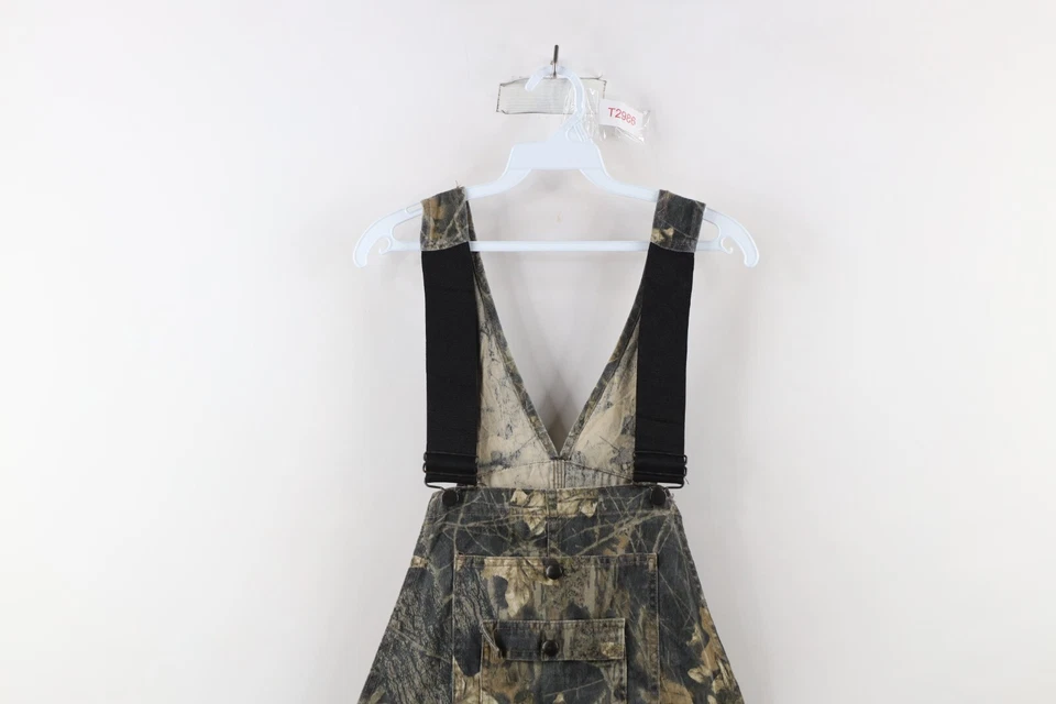 Vintage 90s Jerzees Mens 34x32 Faded Mossy Oak Camouflage Cargo Overalls Bibs - Image 2 of 4