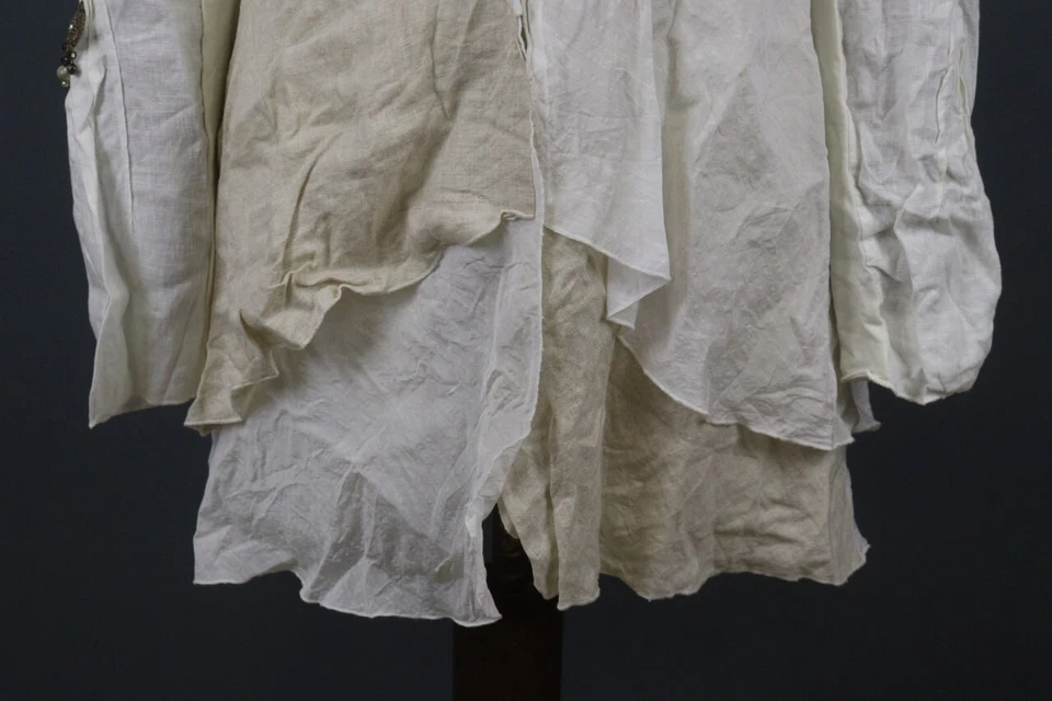 Camisa Top Elisa Cavaletti Sono Italiano Beige Manga Larga Con Botones Talla M Foto 3 de 4