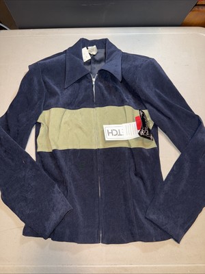 Vintage 1990s Fashion Bug Ladies Two Tone Zip Up Blazer Jacket Suede Type Size 7