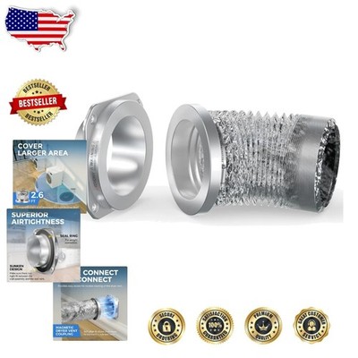 Magnetic Dryer Vent Coupler - Airtight, Easy Clean, 4'' Aluminum Hose