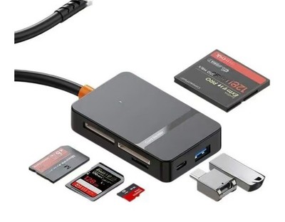 High-speed USB 3.0/USB-C 8-in-1 OTG Card Reader 104MB/s CF/SD/TF/MS Adapter