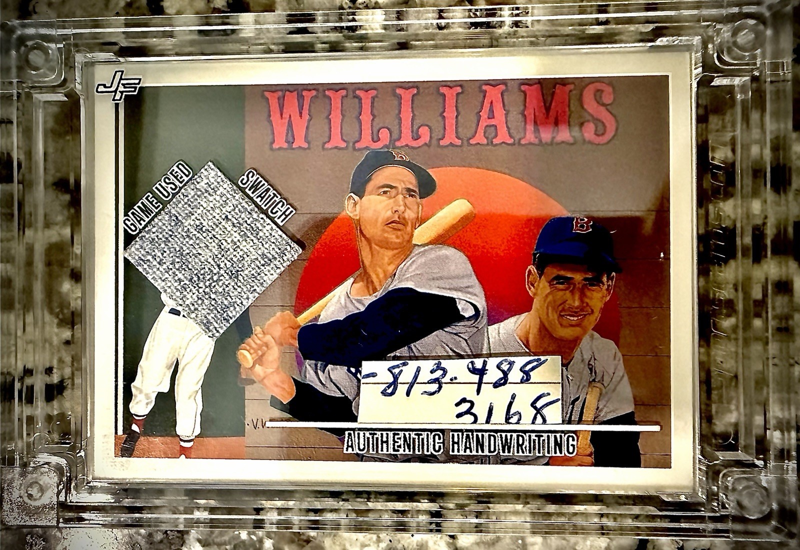 Ted Williams Boston Red Sox 1965-66 Game Used Jersey Swatch Trading Card view 1