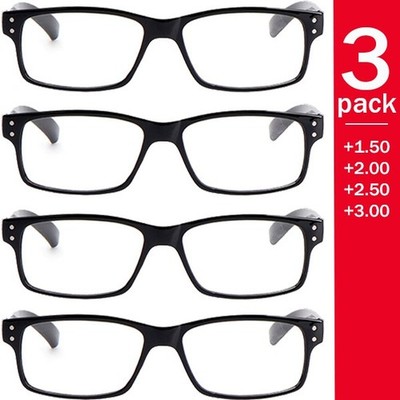Reading Glasses Mens Womens Unisex Readers 4 PACK Square Frame New Style Quality