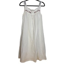 Victorian Classics White Cotton Embroidered Nightgown Sleep Dress Size S
