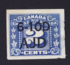 CANADA 2C EXCISE REVENUE PRECANCEL OVERPRINT 6-10D AJD IMPERF