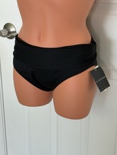 La Blanca Goddess Shirred Band Hipster Bikini Swim Bottom Black 6 NWT