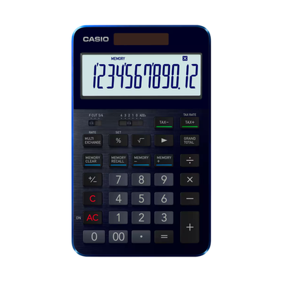 CASIO S100X-BU 12-Digit Premium Desk Calculator Navy Blue Made in