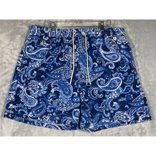 Polo Ralph Lauren Mens 2XB Blue Paisley Mesh Lined Swim Trunks Board Shorts Big