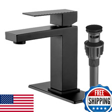 VOTON Bathroom Faucet Matte Black Modern Single Handle Bathroom Sink Faucet with