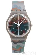 New Swiss Swatch Originals CAMOUCITY Silicone Watch 40mm SUOB175 $85