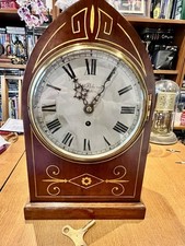 1845 Antique Dr R.N.Pickering of London Walnut Inlaid Lancet Chain Fusee Clock