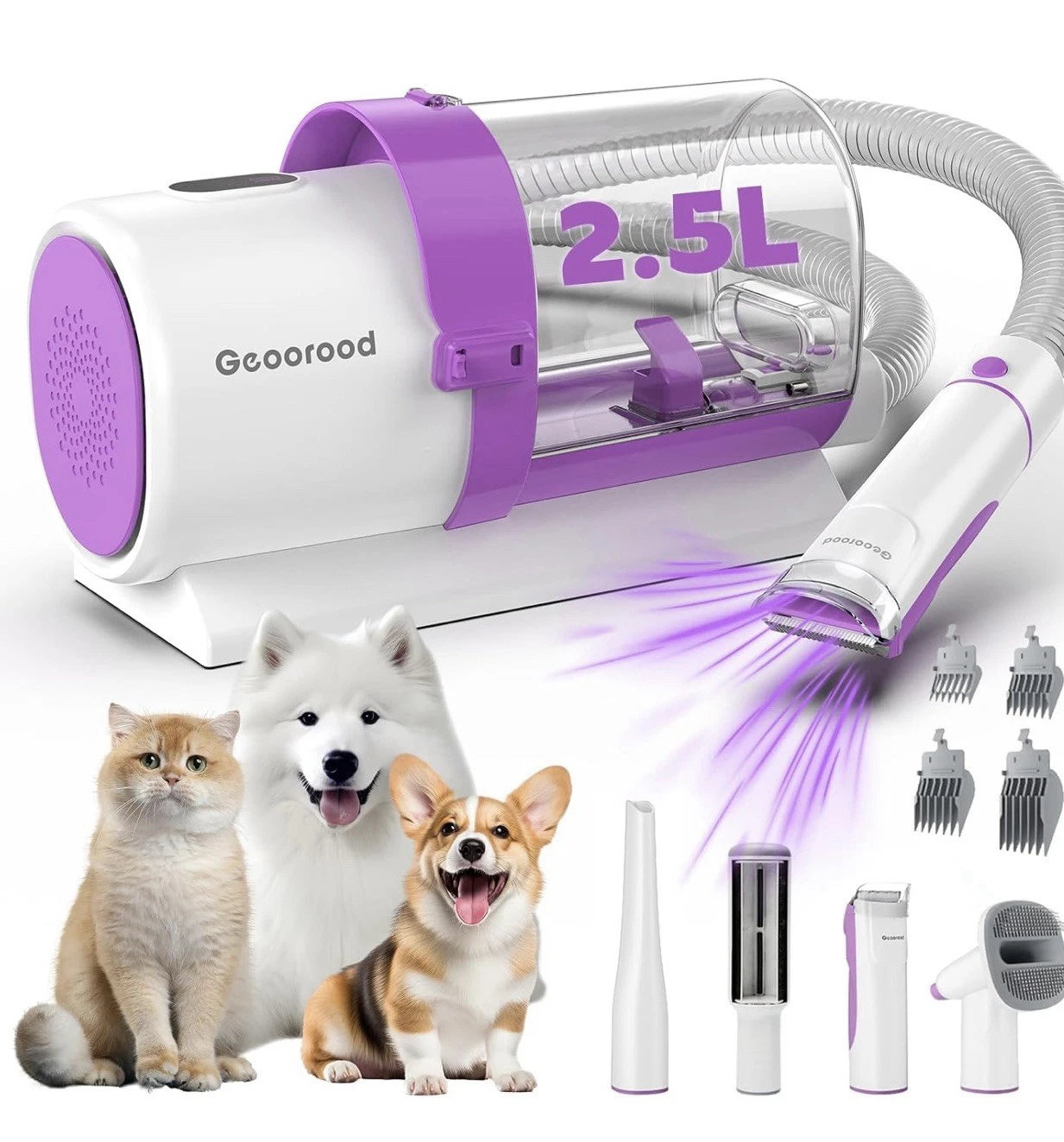 Grooming Vacuum Kit, 2.5L Dust Cup Pet Grooming w/ Clippers for Dogs & Cats NEW