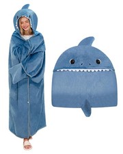 Shark Wearable Hooded Blanket for Adults - Fluffy Soft Warm Cozy Flannel Thro...