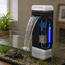 Turtle Tank Filter Aquarium Filter for 10-30 Gal. 66GPH Internal Filter 3-Stage