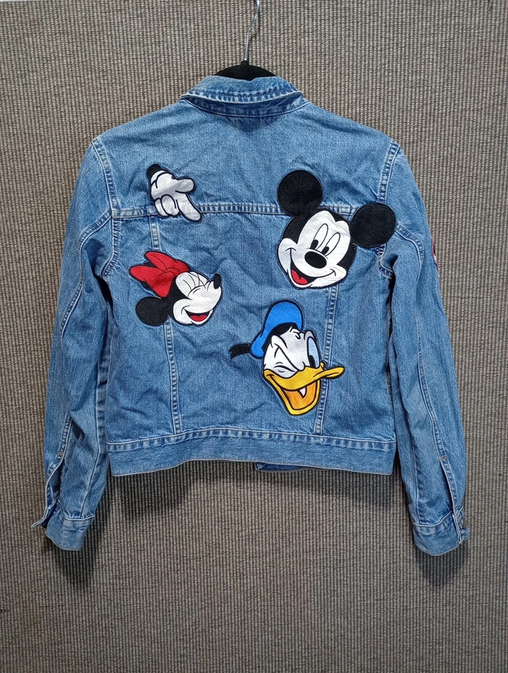 Zara Vintage 1990s Mickey Mouse Custom Denim Jacket Size S - Image 2 of 4