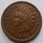 1884 Indian Head Cent XF, Better Grade Penny 1C coin