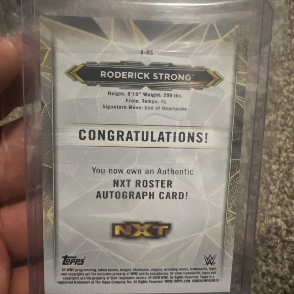 Topps WWE NXT 2020 Roderick Strong Autograph Auto Bronze 7/99 Undisputed Era AEW - Image 3 of 3