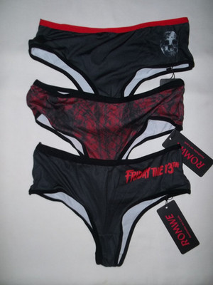 Romwe x Friday the 13th 3pk cheeky panties S M black nwt 80s retrowave goth