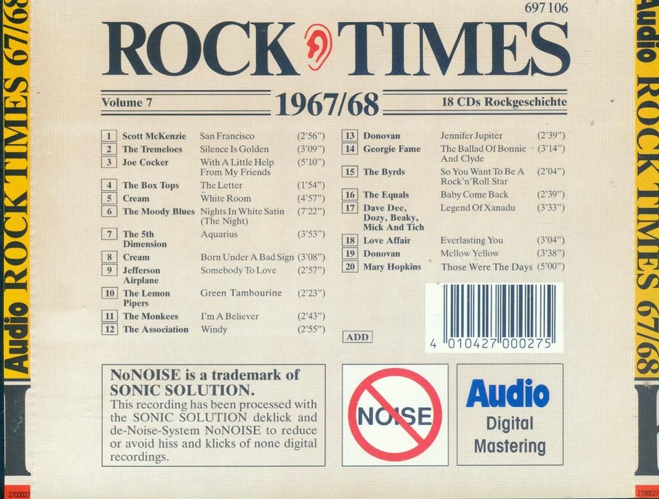 AUDIO ROCK TIMES - 1967/68 - CD - VOL.7 - 36 Jahre Rockgeschichte - Bild 2 von 2