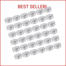 Moretoes 36pcs Tin, 4oz Metal Round Tins, Aluminum Empty Candle Tins with Screw