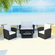 Garden Sofa Set Black and Cream White