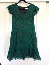 Eliza J Emerald Green Lace Flutter Sleeve Flounce Cocktail Dress Women's Size 8