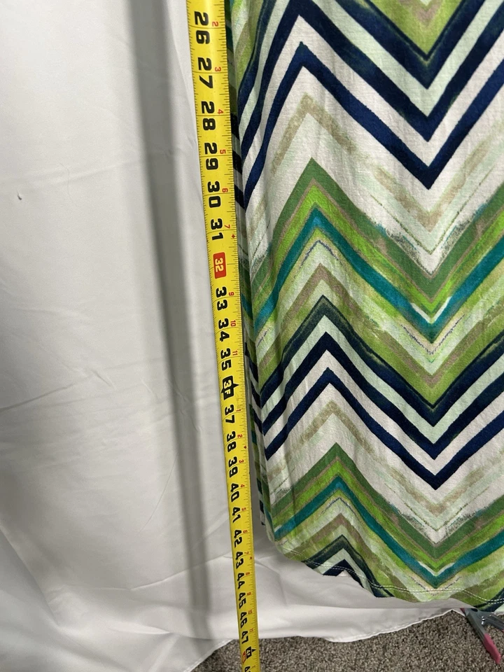 Ana Y2K Stretch Maxi Skirt Blue/Green Boho Forest Fairy 2000s Chevron Size Small - Image 4 of 4