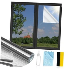 Window Privacy Film One Way, Reflective 17.5 Inch X 9.8 Feet One Way - Black