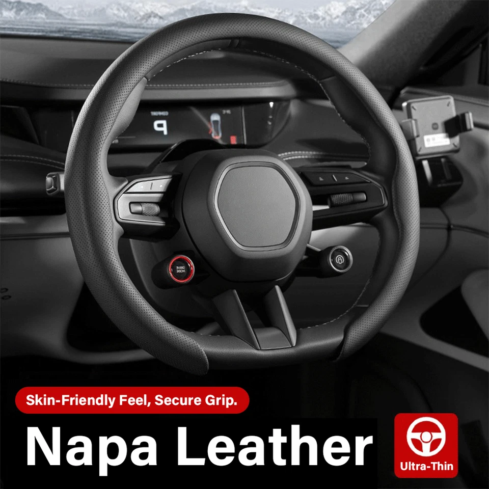 For Lamborghini Steering Wheel Cover Nappa Leather Non-Slip Clip on Breathable - Изображение 2 из 4