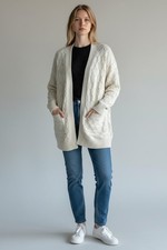 Ladies Cardigan Jumper Cable Open Chest Long Sleeve Tops 0531