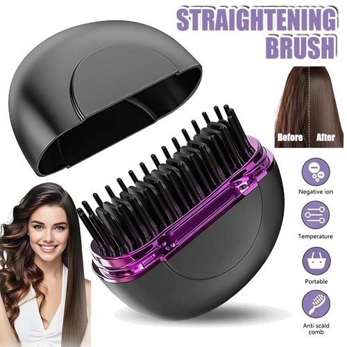 Hair Straightener Brush Rechargeable & Cordless Mini Hair Straightener Comb UK
