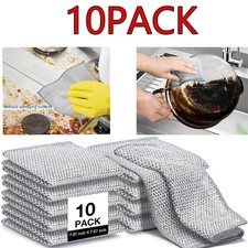 10PACK Non-Scratch Wire Dishcloth, Multipurpose Reusable Steel Wool Scrubber 