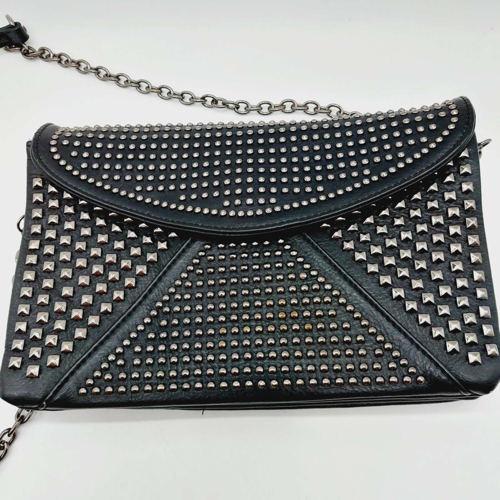 Goth Studded Chain Crossbody Purse for Women in Black and Silver