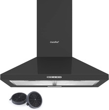 Cappa Cucina Aspirante 60Cm Con LED Sistema Di Ricircolo E Canalizzazione, Nero