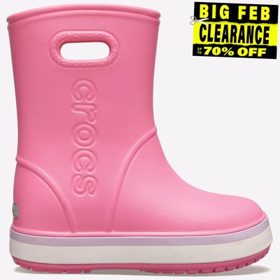 Crocband Rainboot Pull On Wellington Wellies Rainboots Pink Junior