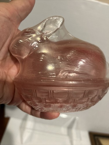 LE Smith Pink Glass Bunny Rabbit on Nest, Candy or Trinket Dish 4" x 4.75" NEW - Picture 5 of 5