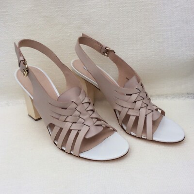 Neu mit Karton D.V.F. Taite Bimsstein weiß beige hautfarbene Sandalen mit Absatz US10M/UK7,5 240 £
