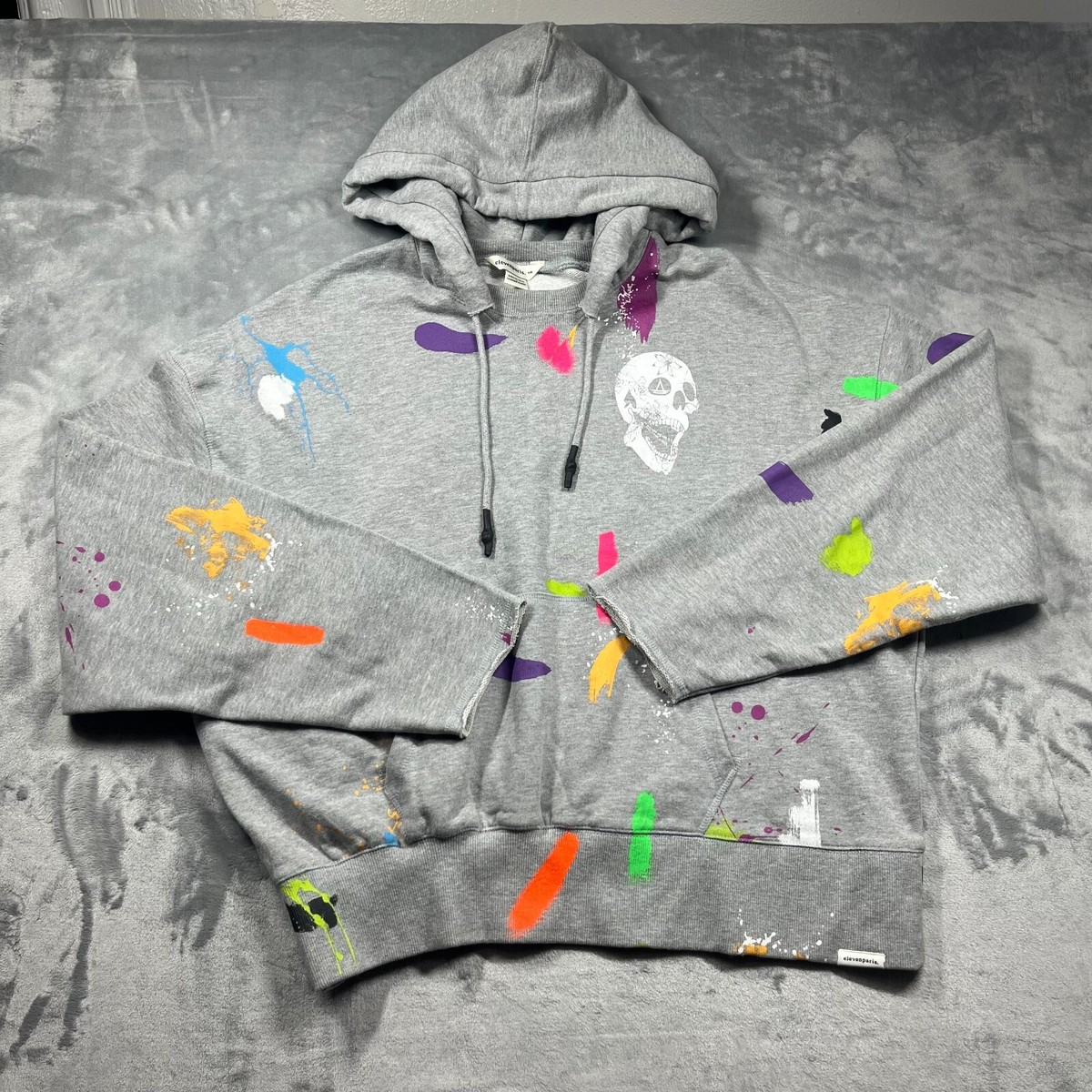 Elevenparis Paint Splatter Hoodie Gray Size L cotton blend | eBay