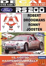 DECAL FORD RS 200 R. DROOGMANS HASPENGOUWRALLY 1986 WINNER (06)
