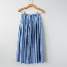 Vintage Boho Cottagecore Skirt M Blue Drop Waist Midi Western Coastal Cowboy