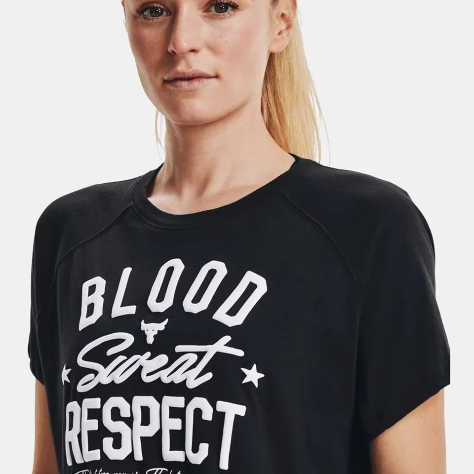 CAMISETA UNDER ARMOUR MUJER SANGRE SUDOR RESPETO, NEGRA GRANDE Foto 2 de 4