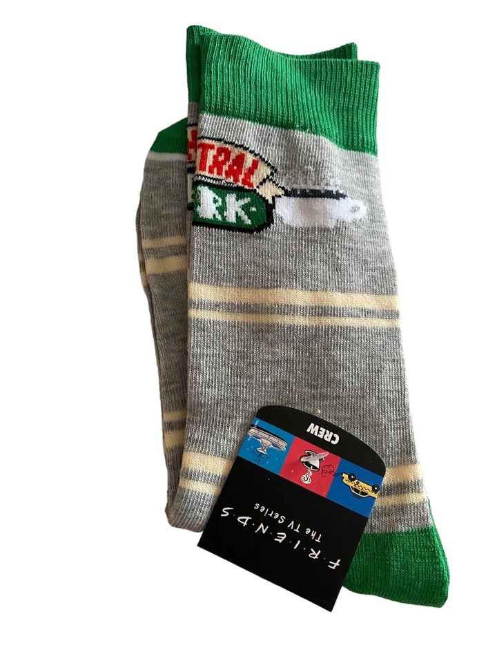 Friends Central Perk Coffee Socks Women Men L M New Striped Gray Green  - Image 2 of 4