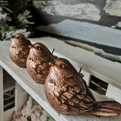 3 x Motivkerze Kupfer Kerzen Vogel Figur Form Sperling Kerze Figurkerzen Bird