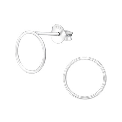 Sterling Silver Circle Studs Earrings 925 Stud Simple Round Outline Minimal NWOT