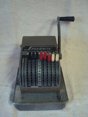 Speedrite Adding Machine Vintage Hall-Welter Co SPEEDRITE Check Writer Stamping Machine (Item ...